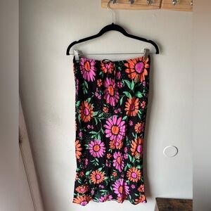 ASOS Floral Midi Skirt - 90s Aesthetic Bold Bloom Pink Orange - Size 6